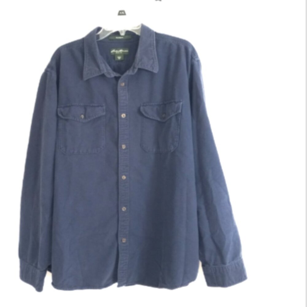 Eddie Bauer Flannel Shirt Men’s XXL Blue Heavy Button Up Outdoor Pockets EUC - Picture 5 of 16
